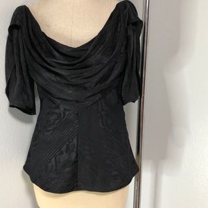 Zac Posen Black Silk Draped Blouse 8